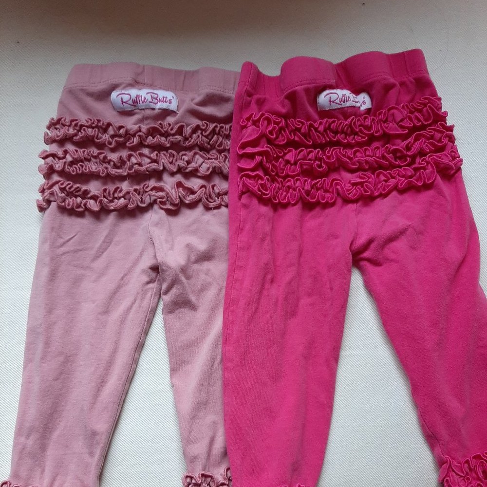 Ruffle butt Leggings 12-24 months 2 pairs - light pink and hot pink